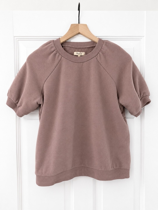 Madewell Tops - Madewell Short Puff Sleeve Sweatshirt in Dusty Mauve